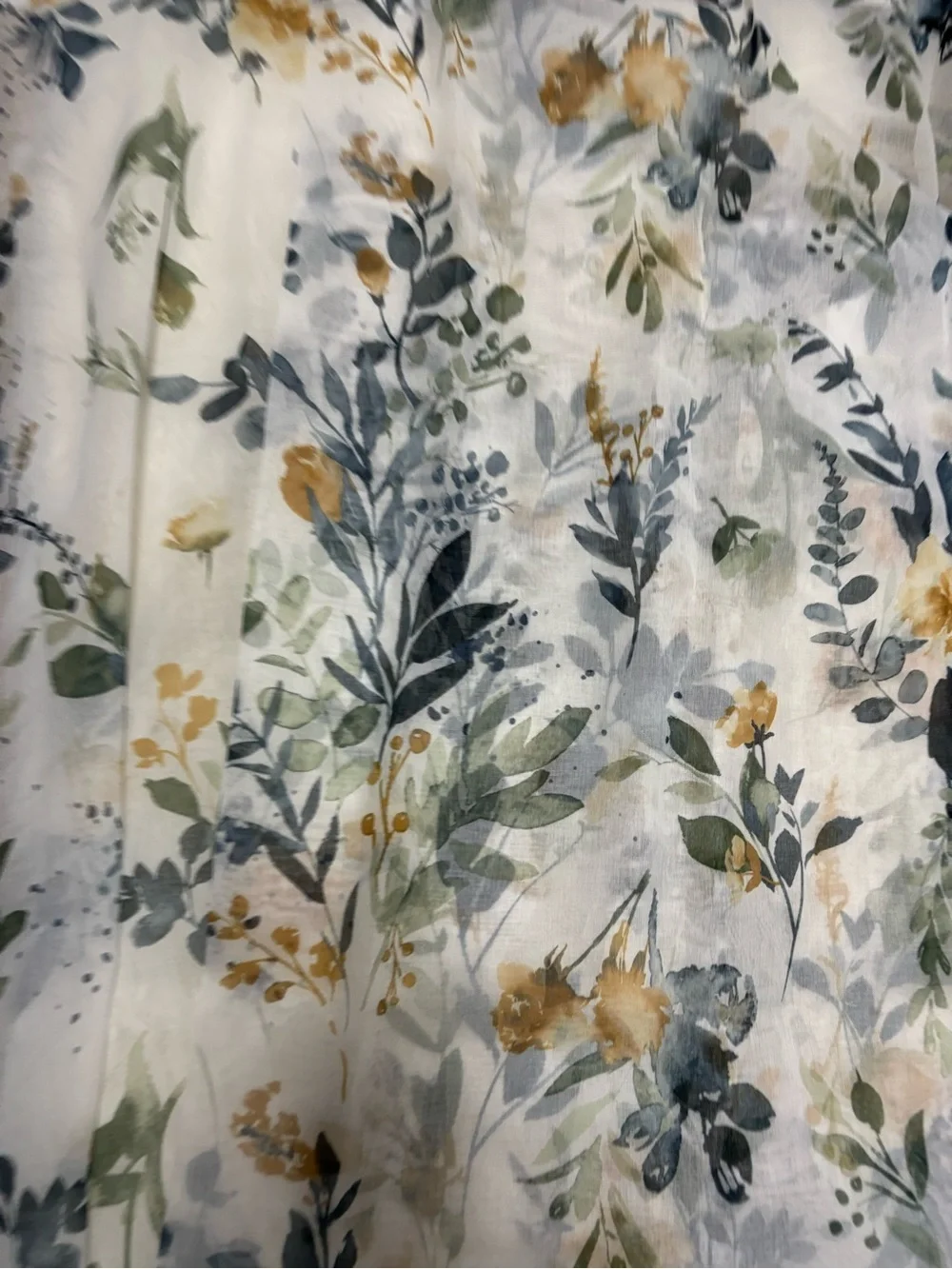 MYSKY HOME Floral Sheer Curtains - Yellow & Blue, 63